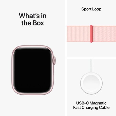 Apple Watch Series 9 GPS + Cellular, Aluminium rosé, 45mm mit Sport Loop, hellrosa