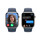 Apple Watch Series 9 GPS + Cellular, Edelstahl silber, 45mm mit Sportarmband, sturmblau - S/M