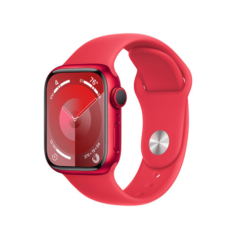 Apple Watch Series 9 GPS, Aluminium (PRODUCT)RED, 41mm mit Sportarmband, (PRODUCT)RED - M/L