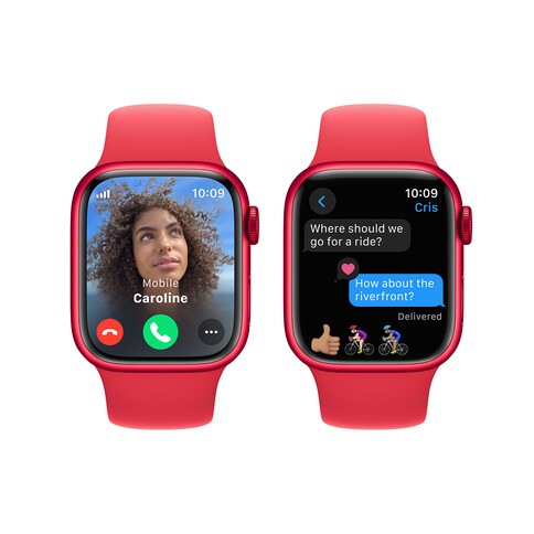Apple Watch Series 9 GPS + Cellular, Aluminium (PRODUCT)RED, 41mm mit Sportarmband, (PRODUCT)RED - S/M