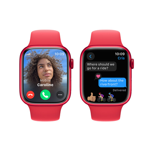 Apple Watch Series 9 GPS + Cellular, Aluminium (PRODUCT)RED, 45mm mit Sportarmband, (PRODUCT)RED - M/L