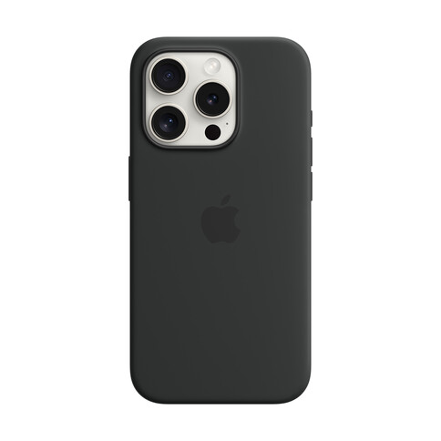 Apple iPhone 15 Pro Silikon Case mit MagSafe, schwarz