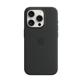 Apple iPhone 15 Pro Silikon Case mit MagSafe, schwarz>