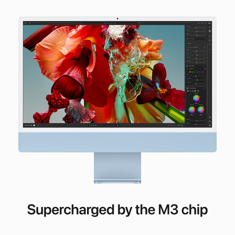 iMac 24&quot; mit 4.5K Retina Display, M3 Chip 8-Core CPU und 10-Core GPU, 8GB, 256GB SSD, blau