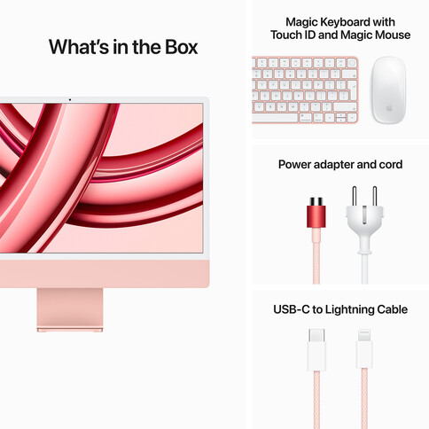 iMac 24&quot; mit 4.5K Retina Display, M3 Chip 8-Core CPU und 10-Core GPU, 8GB, 256GB SSD, pink