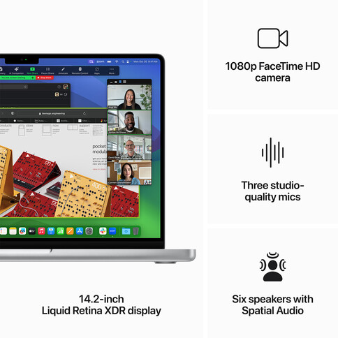 MacBook Pro 14&quot; mit M3 Chip 8-Core CPU und 10-Core GPU, 8GB, 1TB SSD, silber