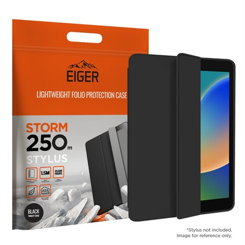 EIGER APPLE IPAD 10.9 (2022) FOLIO-CASE MIT STYLUS-HALTERUNG SCHWARZ EIGER STORM 250M STYLUS CASE BLACK