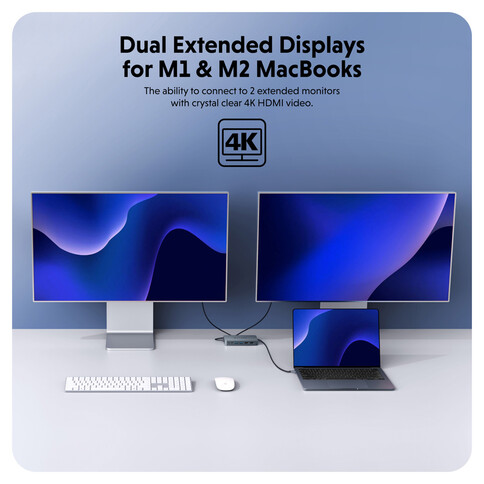 Hyper- HyperDrive Dual 4K HDMI 10-in-1 USB-C-Hub für M1-, M2- und M3-MacBooks, mitternachtblau