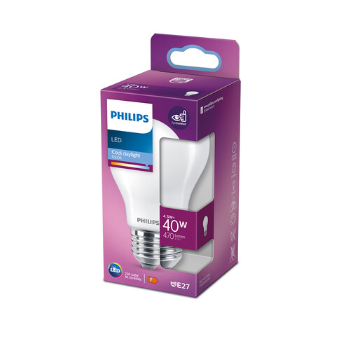 Philips LED Lampe nicht dimmbar, LED classic 40W E27 DL 470lm, matt