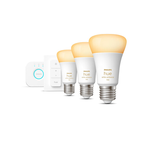 Philips Hue White Ambiance E27 3er Starter Set inkl. DimmerSwitch 3x800lm 75W