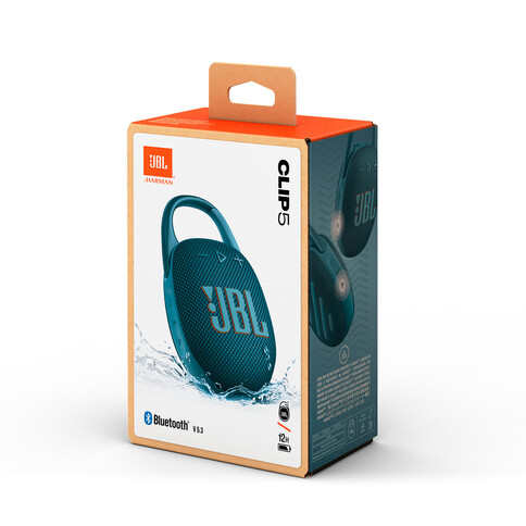 JBL Clip5, Bluetooth-Lautsprecher mit Karabinerhaken, blau