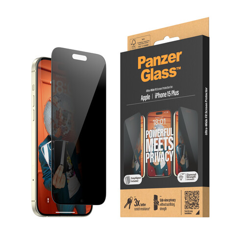 PanzerGlass® Screen Protector iPhone 15 Plus | Ultra-Wide Fit w. EasyAligner