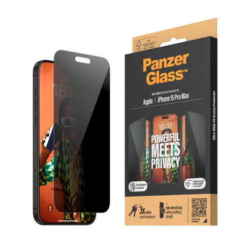 PanzerGlass® Screen Protector iPhone 15 Pro Max | Ultra-Wide Fit w. EasyAligner