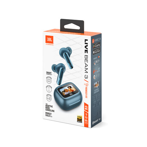 JBL Live Beam 3, kabelloser In-Ear Kopfhörer, blau