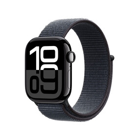 Apple Watch Series 10 GPS + Cellular, Aluminium diamantschwarz, 42mm mit Sport Loop, tinte