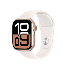 Apple Watch Series 10 GPS + Cellular, Aluminium rosé, 42mm mit Sportarmband, hellrosa - S/M