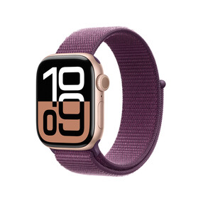 Apple Watch Series 10 GPS + Cellular, Aluminium rosé, 42mm mit Sport Loop, pflaume