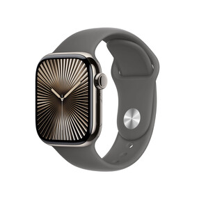 Apple Watch Series 10 GPS + Cellular, Titan natur, 42mm mit Sportarmband, steingrau - M/L