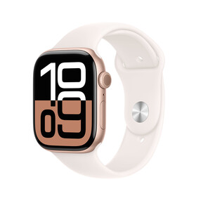 Apple Watch Series 10 GPS, Aluminium rosé, 42mm mit Sportarmband, hellrosa - M/L