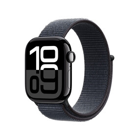 Apple Watch Series 10 GPS, Aluminium diamantschwarz, 42mm mit Sport Loop, tinte