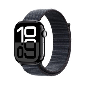 Apple Watch Series 10 GPS, Aluminium diamantschwarz, 46mm mit Sport Loop, tinte