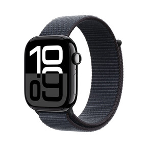 Apple Watch Series 10 GPS, Aluminium diamantschwarz, 46mm mit Sport Loop, tinte