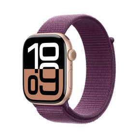 Apple Watch Series 10 GPS, Aluminium rosé, 46mm mit Sport Loop, pflaume
