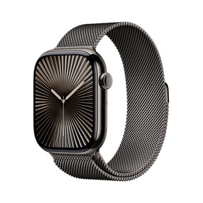 Apple Watch Series 10 GPS + Cellular, Titan schiefer, 46mm mit Milanaise-Armband, schiefer - S/M