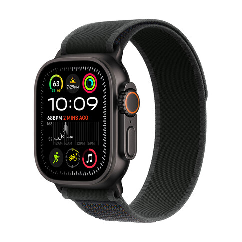 Apple Watch Ultra 2 GPS + Cellular, Titan schwarz, 49mm mit Trail-Armband, schwarz - M/L