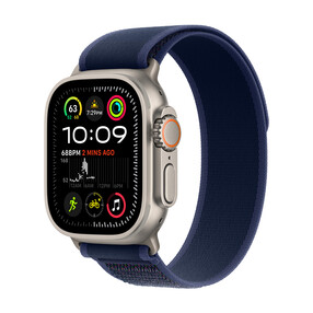 Apple Watch Ultra 2 GPS + Cellular, Titan natur, 49mm mit Trail-Armband, blau - M/L