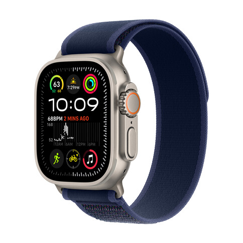 Apple Watch Ultra 2 GPS + Cellular, Titan natur, 49mm mit Trail-Armband, blau - S/M