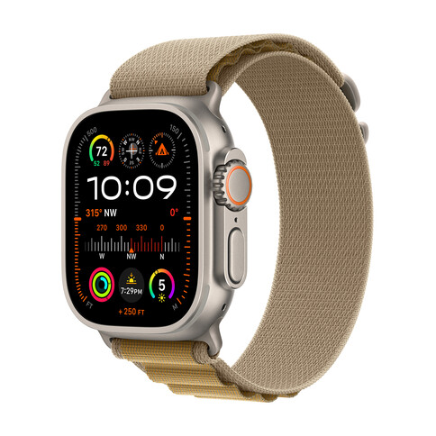 Apple Watch Ultra 2 GPS + Cellular, Titan natur, 49mm mit Alpin-Armband, sand - large