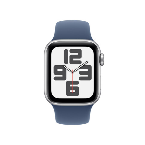 Apple Watch SE GPS, Aluminium silber, 40mm mit Sportarmband, denim - S/M