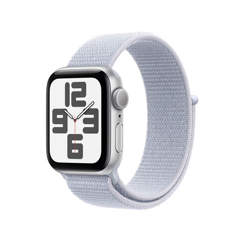 Apple Watch SE GPS, Aluminium silber, 40mm mit Sport Loop, wolkenblau