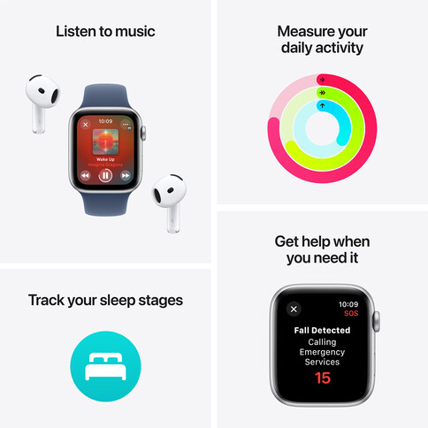 Apple Watch SE GPS, Aluminium mitternacht, 44mm mit Sportarmband, mitternacht - S/M