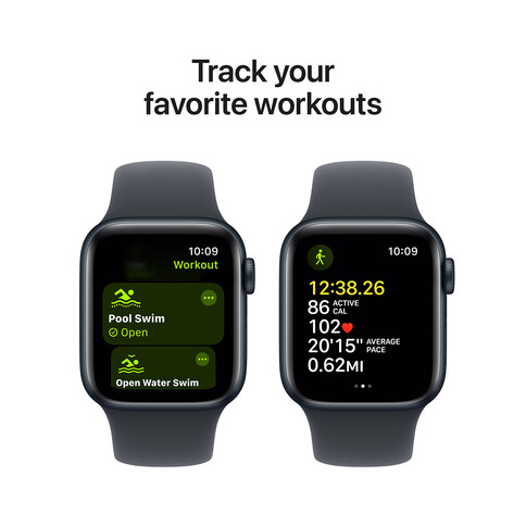 Apple Watch SE GPS + Cellular, Aluminium mitternacht, 40mm mit Sportarmband, mitternacht - S/M