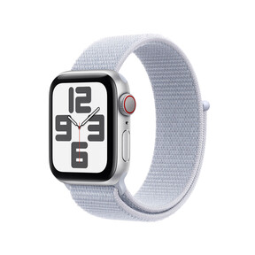 Apple Watch SE GPS + Cellular, Aluminium silber, 40mm mit Sport Loop, wolkenblau