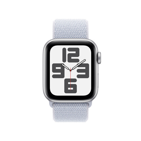 Apple Watch SE GPS + Cellular, Aluminium silber, 40mm mit Sportarmband, wolkenblau