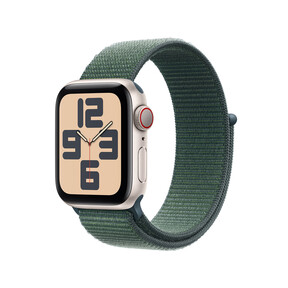 Apple Watch SE GPS + Cellular, Aluminium polarstern, 40mm mit Sport Loop, seegrün