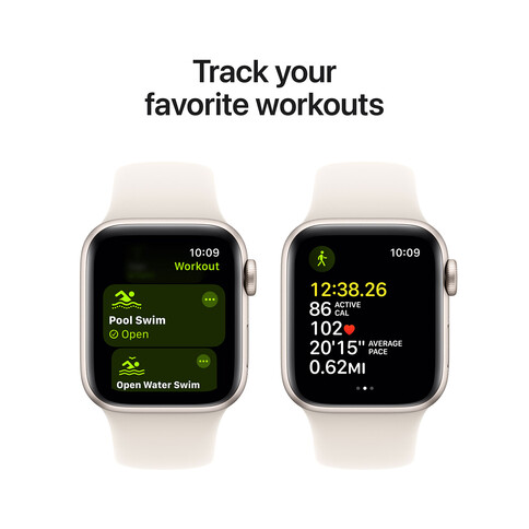 Apple Watch SE GPS + Cellular, Aluminium polarstern, 40mm mit Sportarmband, polarstern - M/L