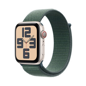 Apple Watch SE GPS + Cellular, Aluminium polarstern, 44mm mit Sport Loop, seegrün