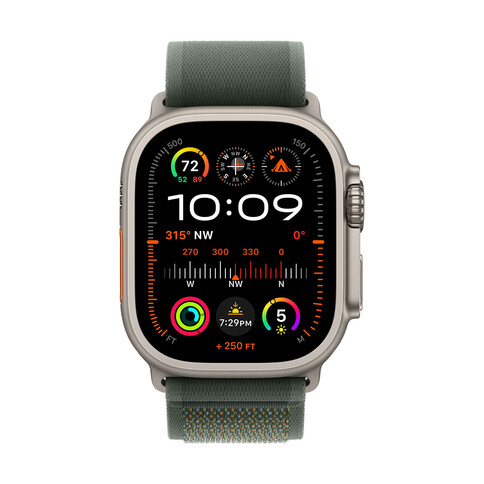 Apple Watch 49mm Trail-Loop, grün - S/M - Gehäusefarbe natur