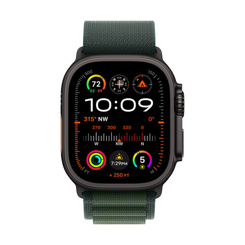 Apple Watch 49mm Alpin-Loop, dunkelgrün - small - Gehäusefarbe schwarz