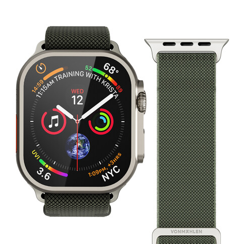 Vonmählen Classic Nylon-Armband für Apple Watch 42/44/45/49 mm, olivgrün