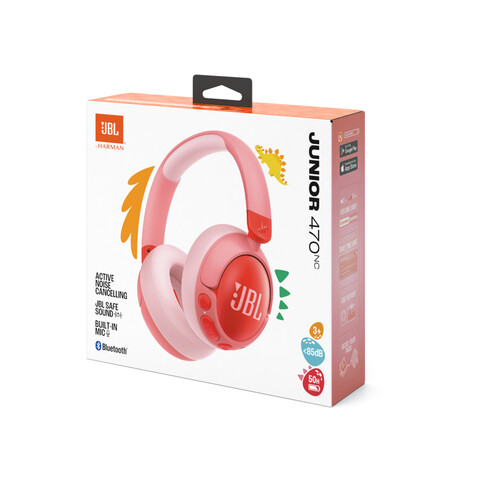 JBL JR470NC, kabellose NC Over-Ear Kopfhörer für Kinder &lt;85dB, pink