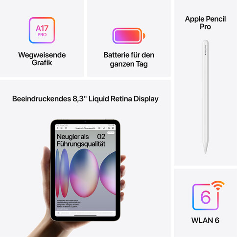 iPad mini Wi-Fi, 256GB, polarstern, 8,3&quot; (7. Gen.)
