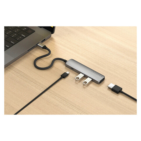 Satechi USB-C 4-in-1 Slim Multiport Adapter 4K, space grau