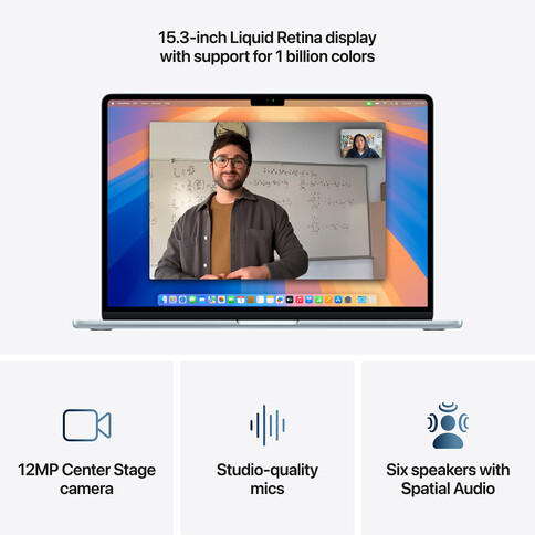 MacBook Air 15&quot; mit M4 Chip, 10-Core CPU und 10-Core GPU, 16GB, 512GB SSD, himmelblau